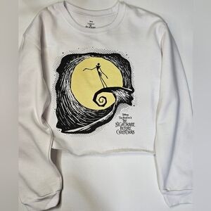NIGHTMARE BEFORE CHRISTMAS Crop Top Sweatshirt‎ Juniors Large Disney Halloween
